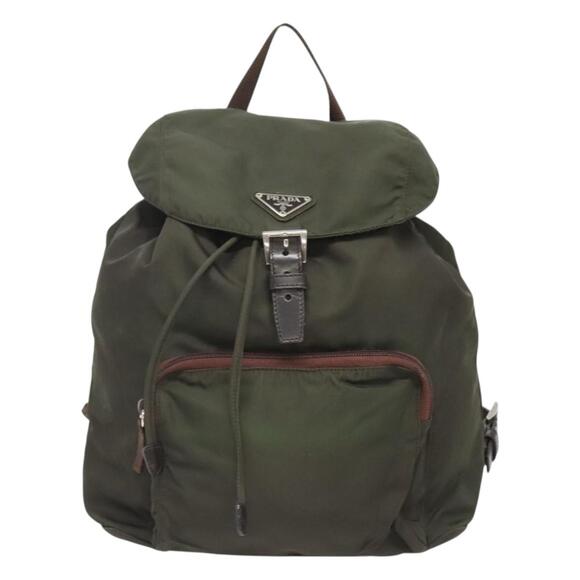 PRADA Backpack Nylon Khaki Silver - Picture 2 of 13
